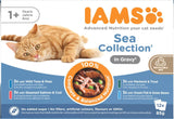 IAMS Delights Sea Collection Katzenfutter Nass - Multipack mit Fisch Sorten (Lachs, Thunfisch, Makrel, Seefisch) i Sauce, Nassfutter für Katzen fra 1 Jahr, 12 x 85g