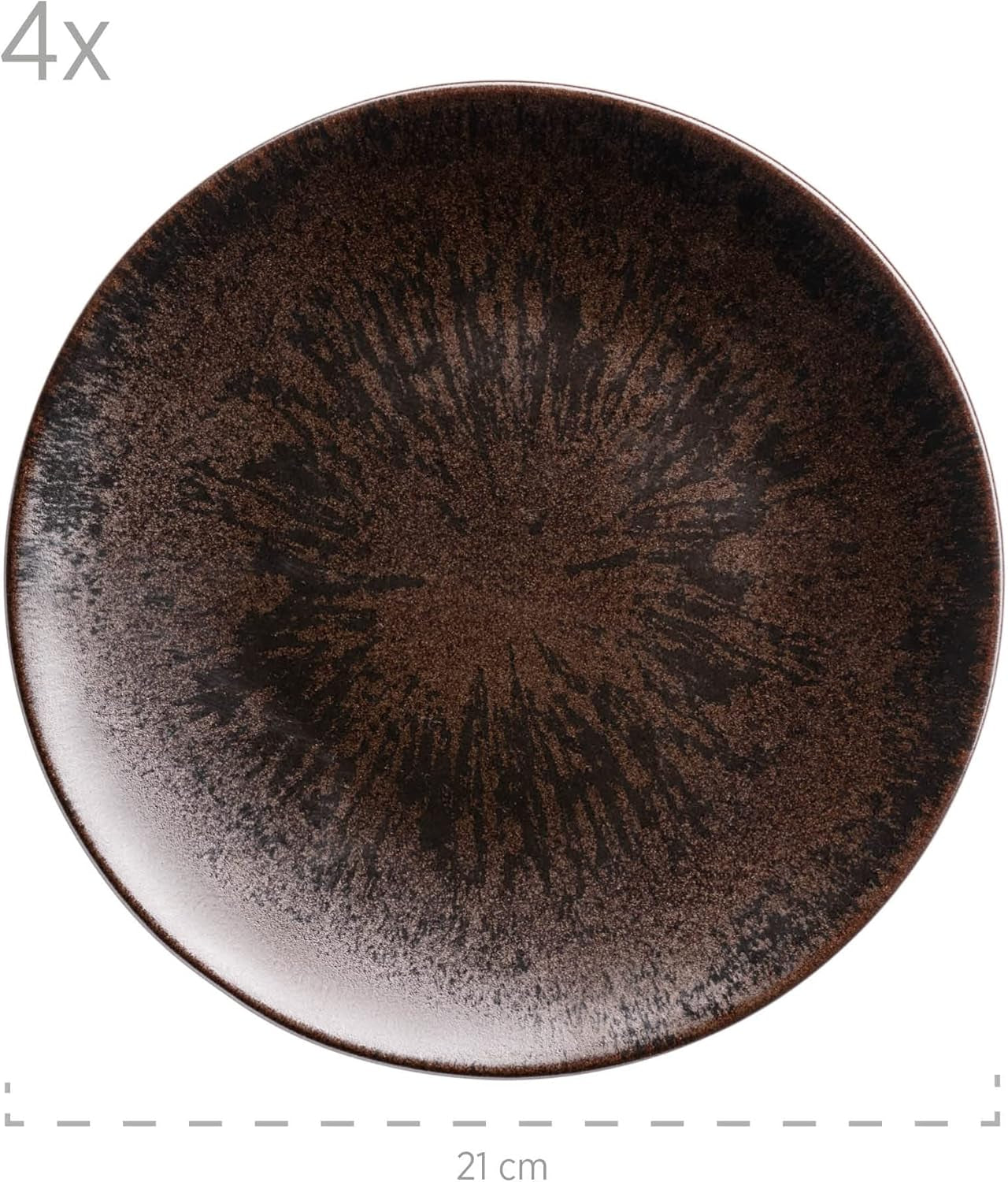 MÄSER Bronze Metallic 12-delt bordservice til 4 med elegant og blank glasur middagstallerkensæt med middagstallerken, middagstallerken og desserttallerken i højkvalitets keramik, stentøj, brun