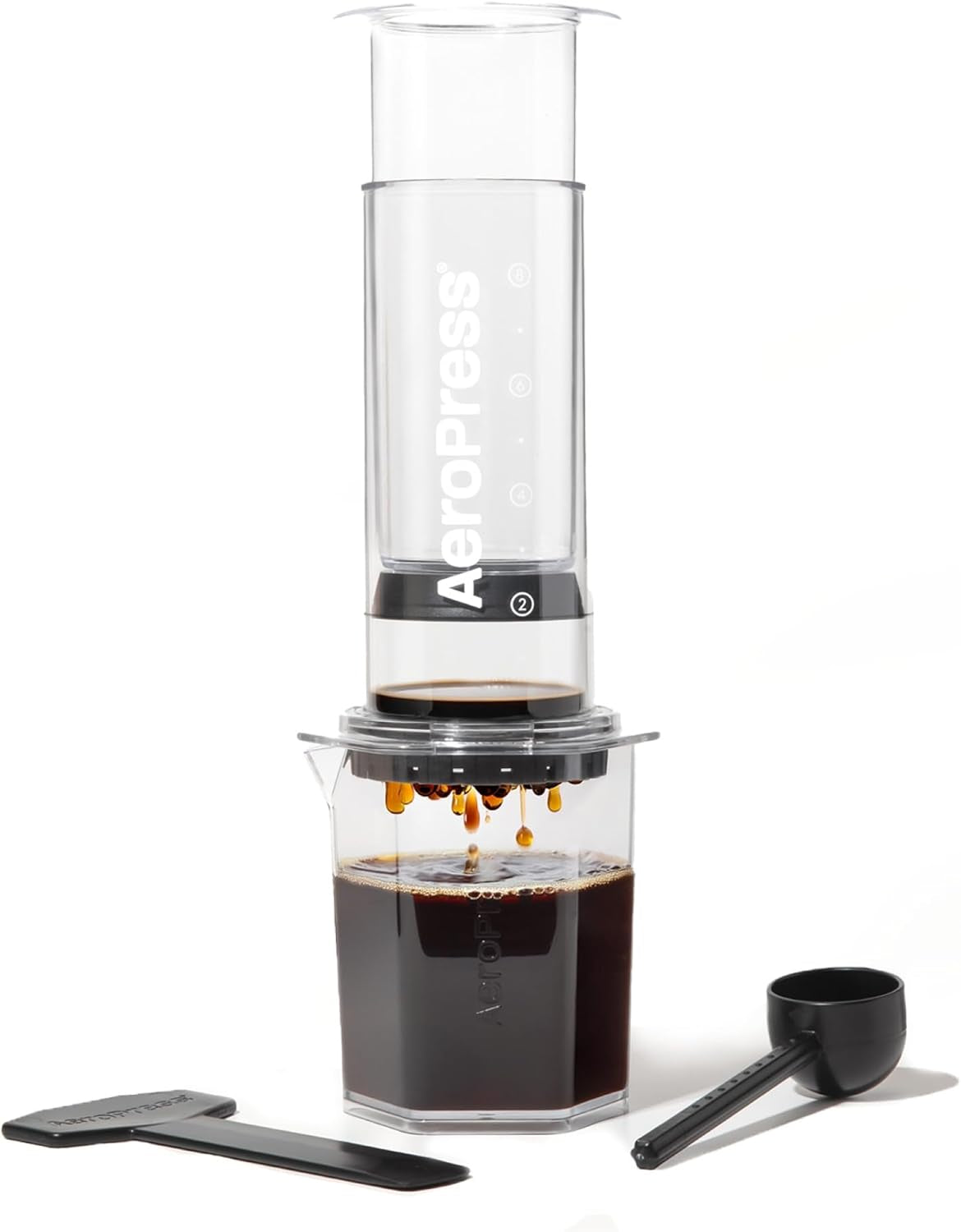 AeroPress original kaffe- og espressomaskine, bærbar barista-kaffemaskine med kammer, stempel og filtre, hurtig kaffe- og espressomaskine