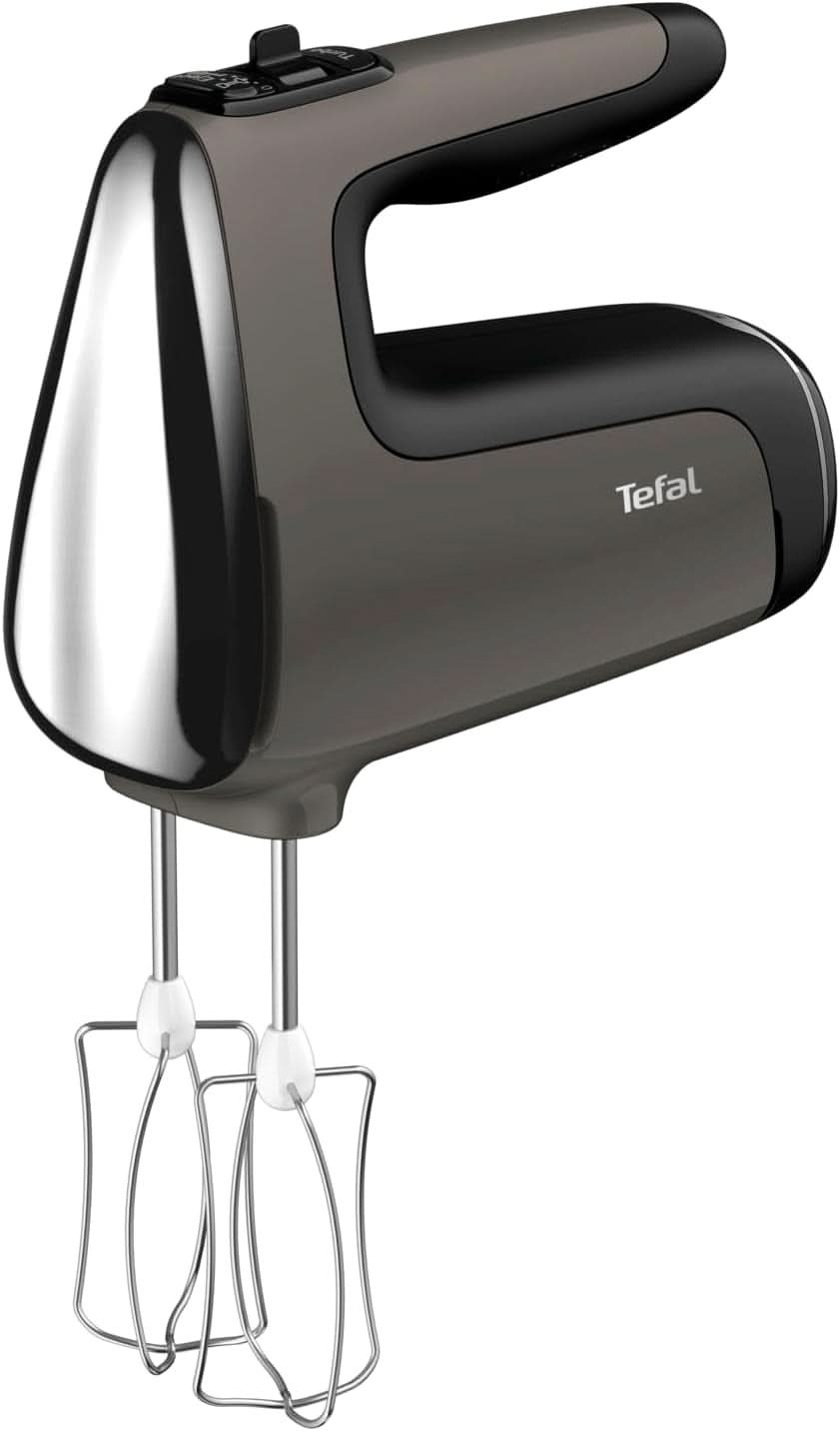 Tefal HT650E Power Mix Silence Håndmixer | 600 Watt | Variabel hastighedsregulator | Turbo-Und Auswurf-Funktion | Extreme Leisure Engine | Inkl. 2 Rührbesen Und 2 Knethaken | Wheat Kitchen Naty Shop Single