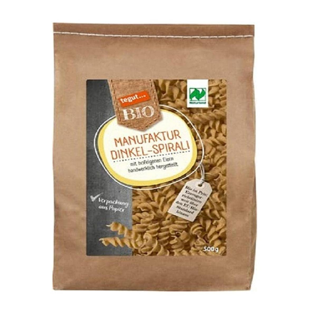 tegut... Økologisk spelt spiral pasta, 1 x 500 g