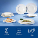 Villeroy & Boch Wonderful World 12-delt porcelænssæt, tåler opvaskemaskine og mikroovn, hvid, tallerkener, porcelæn, middagstallerkener, sæt, moderne porcelænssæt, premium porcelæn