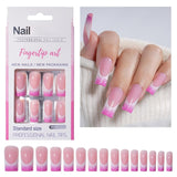 30 stk franske falske negle - lim på kunstige negle - bløde gelnegle til kvinder - Akrylklæbende negle Firkantet manicure (fransk pink)