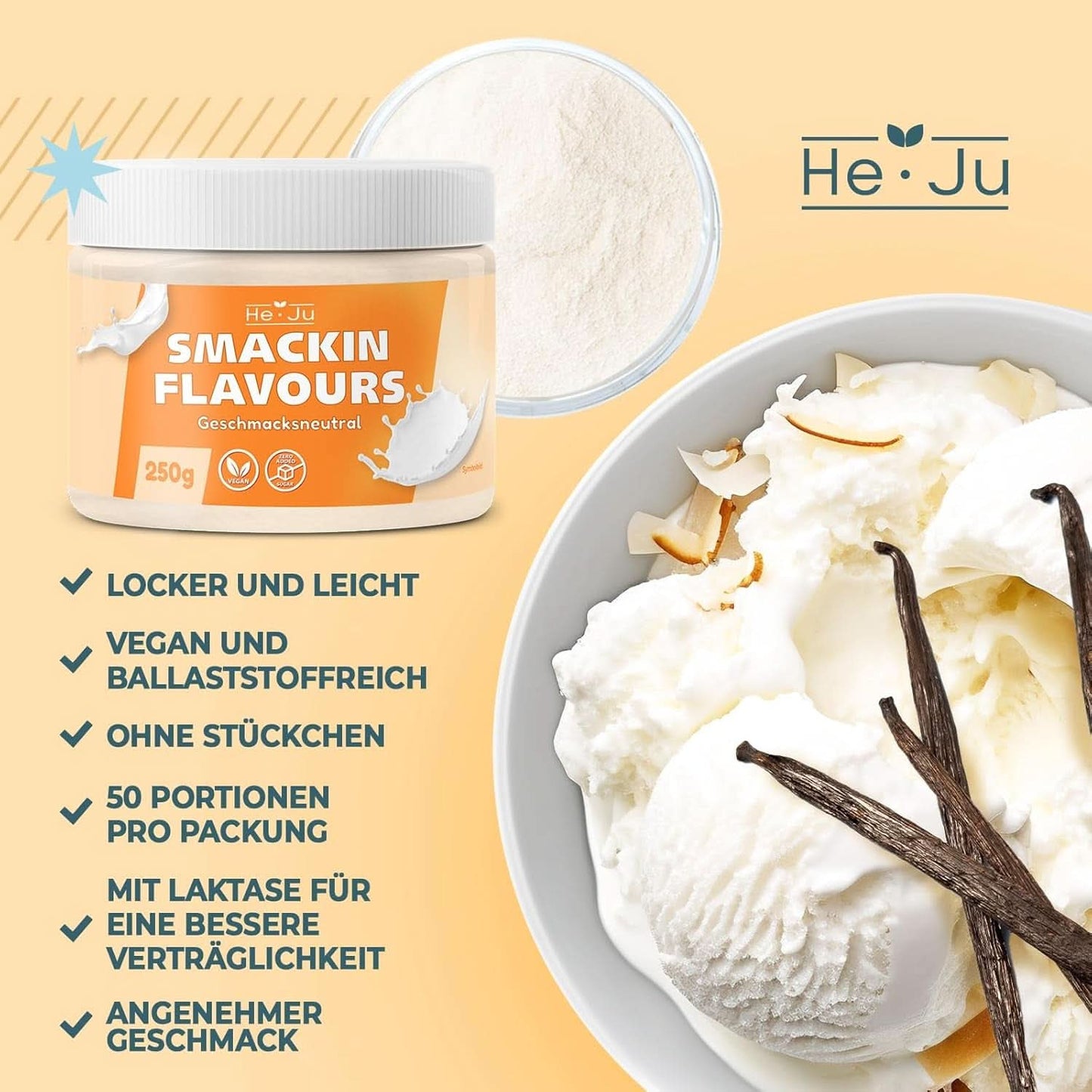 He-Ju, Pulver med neutral smag, 250 gram Aromas Naty Shop