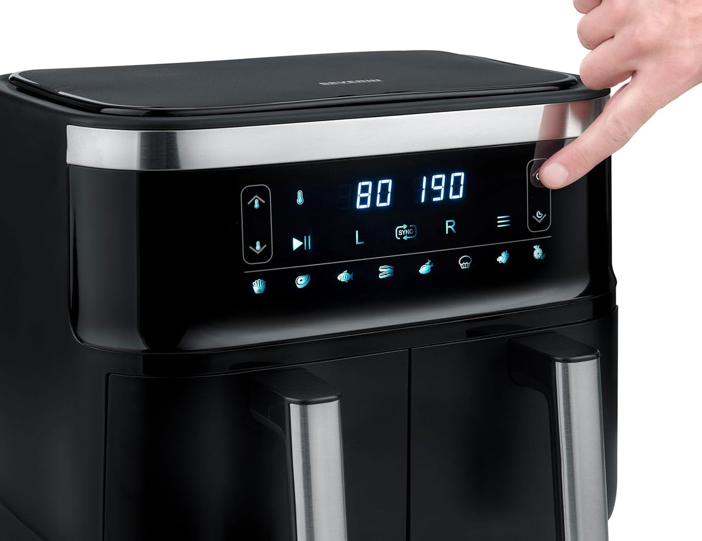 SEVERIN Dobbelt varmluftfriture med kogekammer 2 X 3,8 L, 8 automatiske programmer Hvidevarer Naty Shop