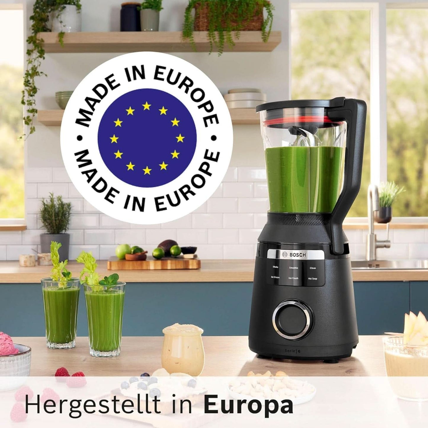 Highspeed-Standmixer Vitapower Serie 6 MMBD665B1, 45.000 U/Min, 6 Programmer Inkl Heiße Suppe & Reinigung, 2 L Mixbehälter, Stopfer, Spülmaschinenfeste Teile, Made in Europe, 1800W, Schwarz Kitchen Naty Shop