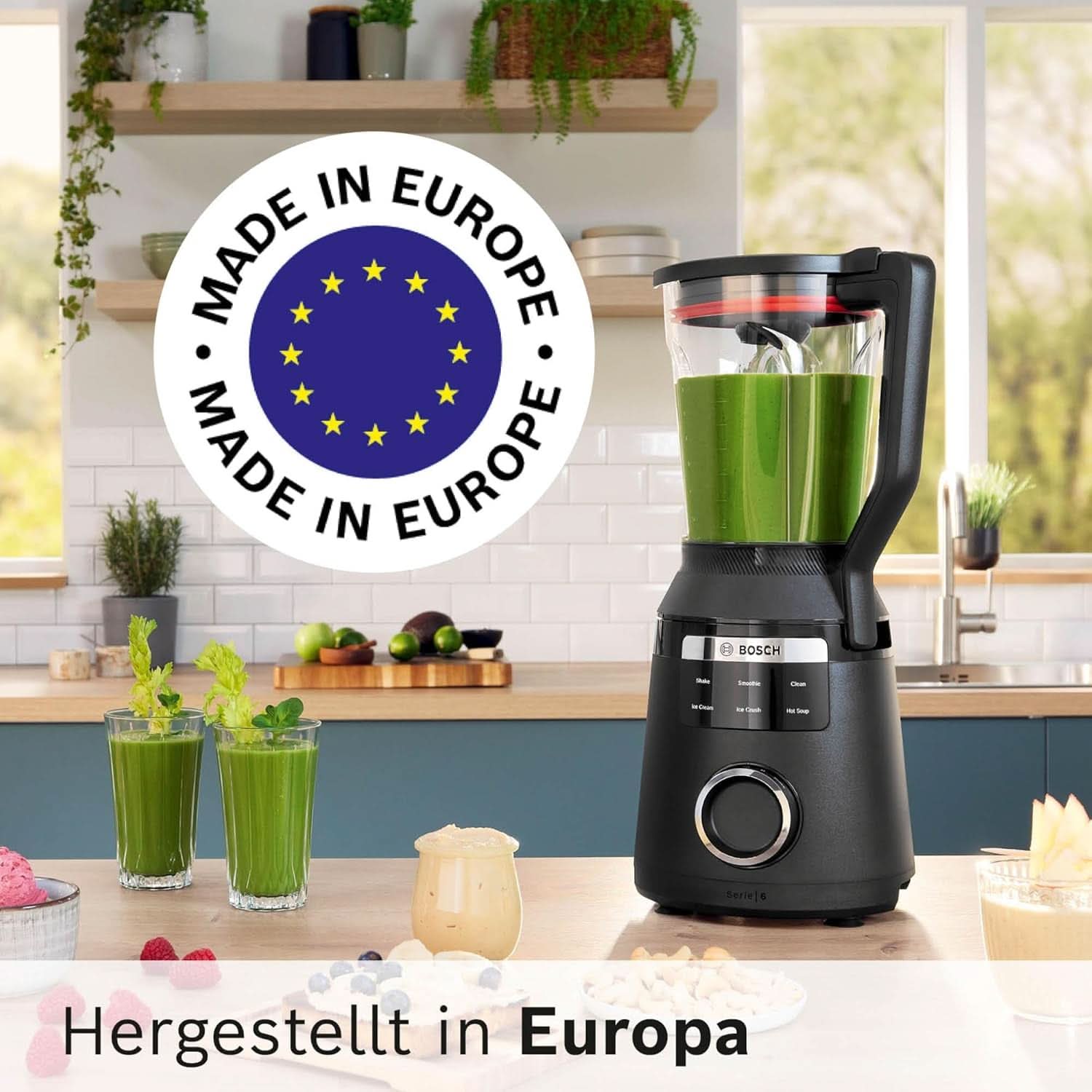 Highspeed-Standmixer Vitapower Serie 6 MMBD665B1, 45.000 U/Min, 6 Programmer Inkl Heiße Suppe & Reinigung, 2 L Mixbehälter, Stopfer, Spülmaschinenfeste Teile, Made in Europe, 1800W, Schwarz Kitchen Naty Shop
