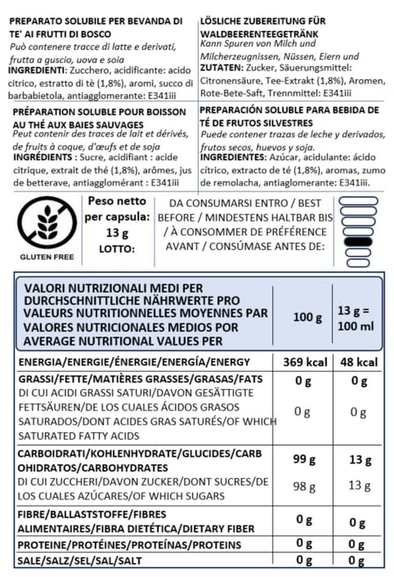 Caffè Vulcanus - 60 kapsler teblanding, smag: Engelsk te, ferskente, citronte og bærte - kapsler kompatible med Nescafe Dolce Gusto