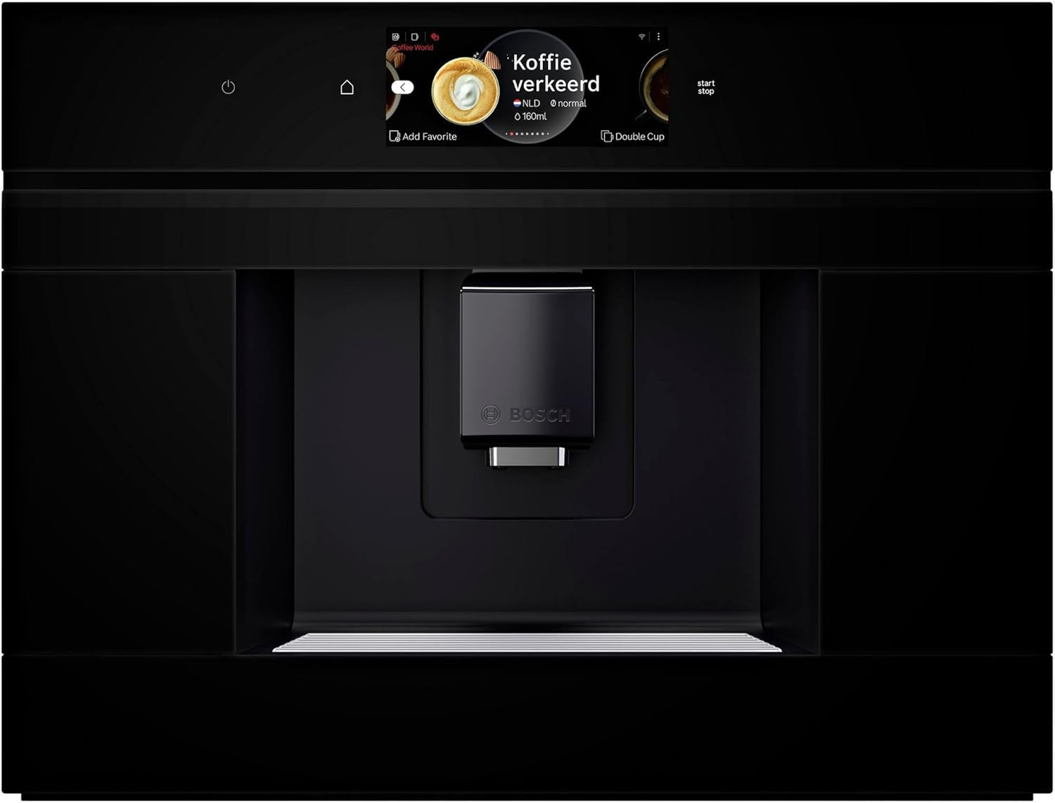 Bosch CTL7181B0, serie 8 intelligent indbygget automatisk espressomaskine, 45,5 x 59,4 cm, TFT-berøringsskærm, meget stille keramisk drivkværn, AutoMilk Clean selvrensende funktion, 2,4 l vandtank, sort