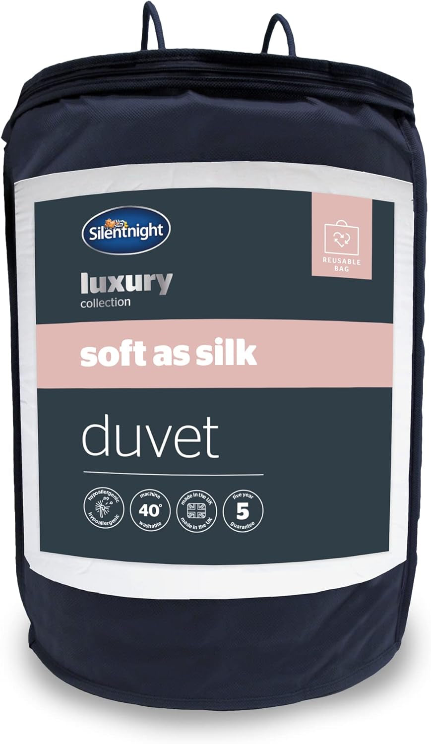 Dyne Silentnight Soft as Silk, 10,5 tom, til dobbeltsenge, hvid, mikrofiber, hvid, king size Dyner og dyner Naty Shop 40X25X25 cm 13,5 Tog