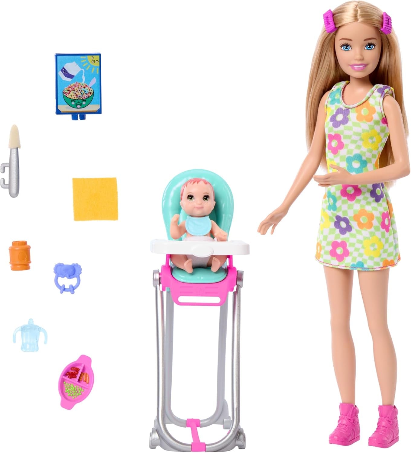 Barbie Skipper Dukke og tilbehør Legesæt Mad Børnepasningssæt Farveskiftende legetøj HTK35