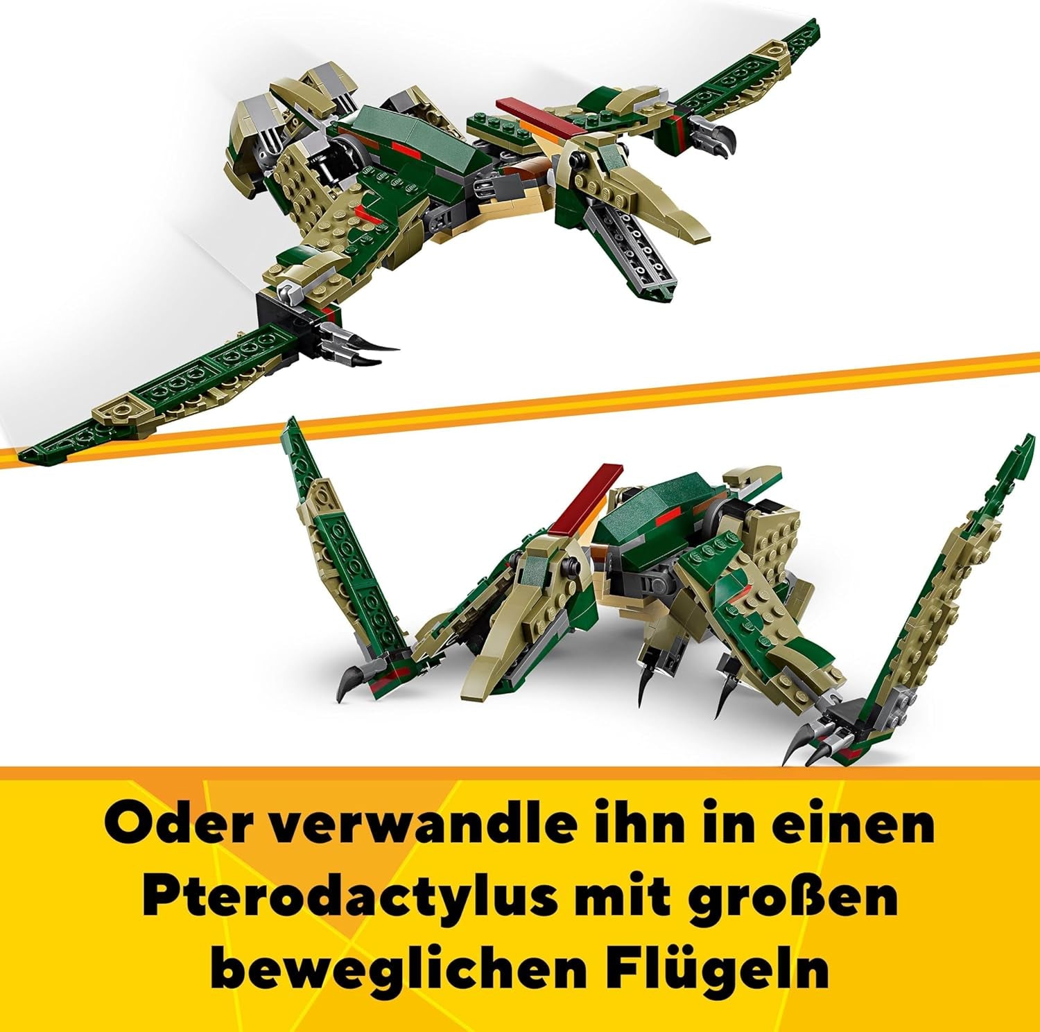 LEGO Creator T.Rex, Dino 3-i-1 Transformable Triceratops eller Pterodactyl, mobil dinosaurmodel til børn, gave til drenge og piger 31151 byggesæt Besuche den LEGO-Store