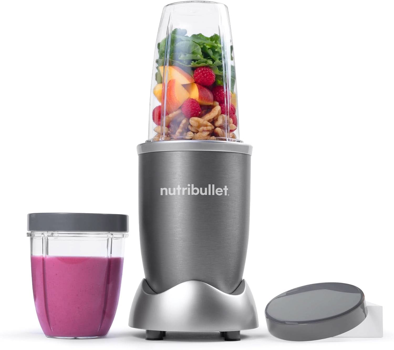 Nutribullet Original, Elektrischer Mixer, Zerkleinerer, Smoothiemixer, Smoothie Maker, 600 W Leistung, Einfach Und Schnell in Der Anvendung, Kompakt, Leicht Zu Reinigen, NB603DG Bucatarie Naty Shop Grau Verpackung Mit Zubehör