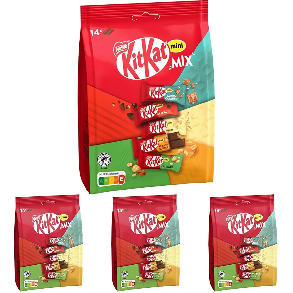 Nestlé Mini Mix chokoladebarer Fem lækre smagsvarianter 14 barer 4 pakke (1 pose x 197,4 g)