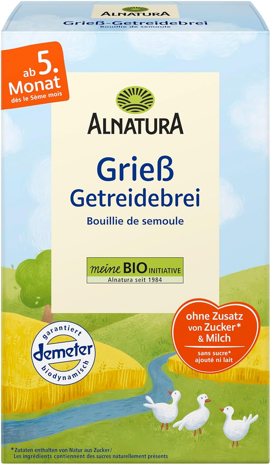 Økologisk korn til babyer efter 4 måneder, semulje, 6 x 250 g