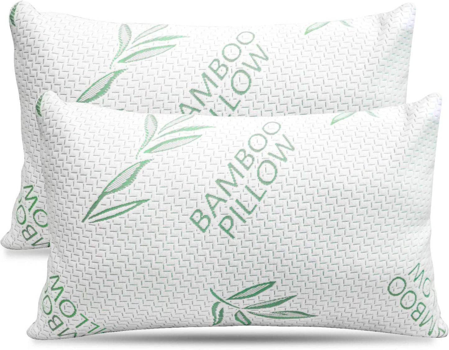 King Size 2-pak bambuspude - justerbar sovepude i strimlet memoryskum - ryg, mave, sidesove, aftageligt betræk, kølende hoteldown-alternativ, konge (2 pakke) Naty Shop Standard-puder Standardtitel