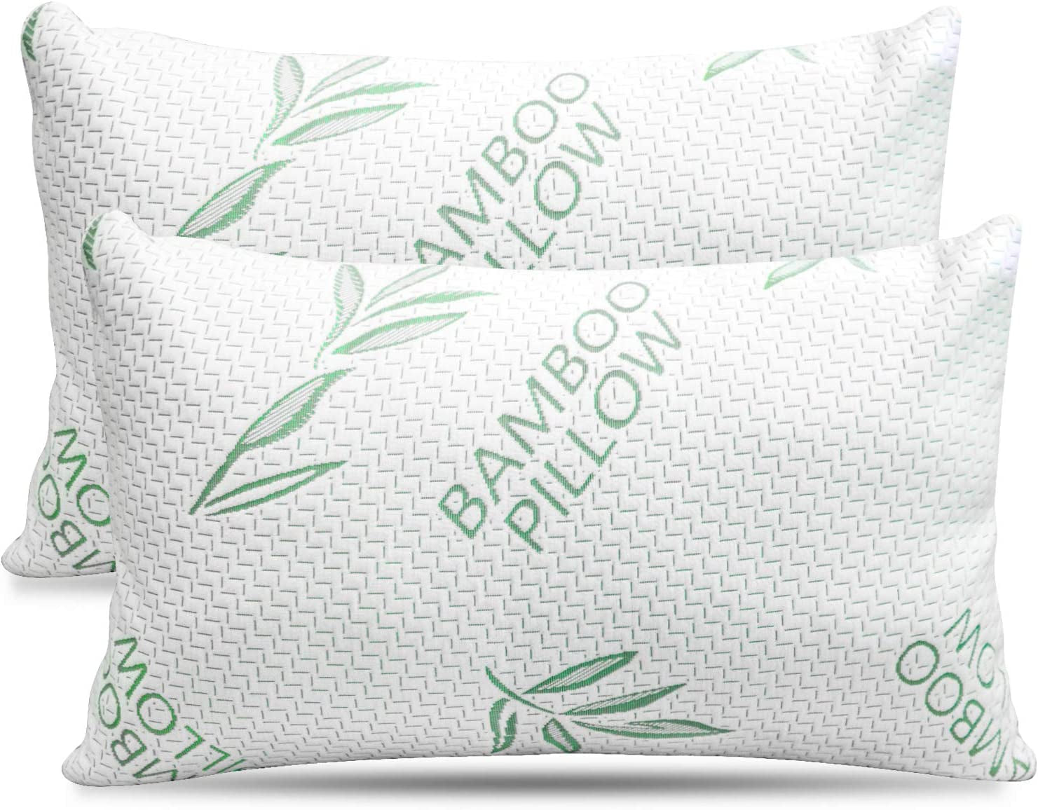 King Size 2-pak bambuspude - justerbar sovepude i strimlet memoryskum - ryg, mave, sidesove, aftageligt betræk, kølende hoteldown-alternativ, konge (2 pakke) Naty Shop Standard-puder Standardtitel