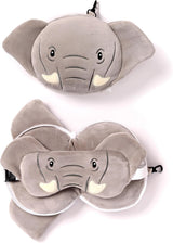 Rejsepude, Rund, Plys, Elefant og Øjenmaske, Unisex, One Size, Unisex, Talje Unikke Rejsepuder Naty Shop Standardtitel