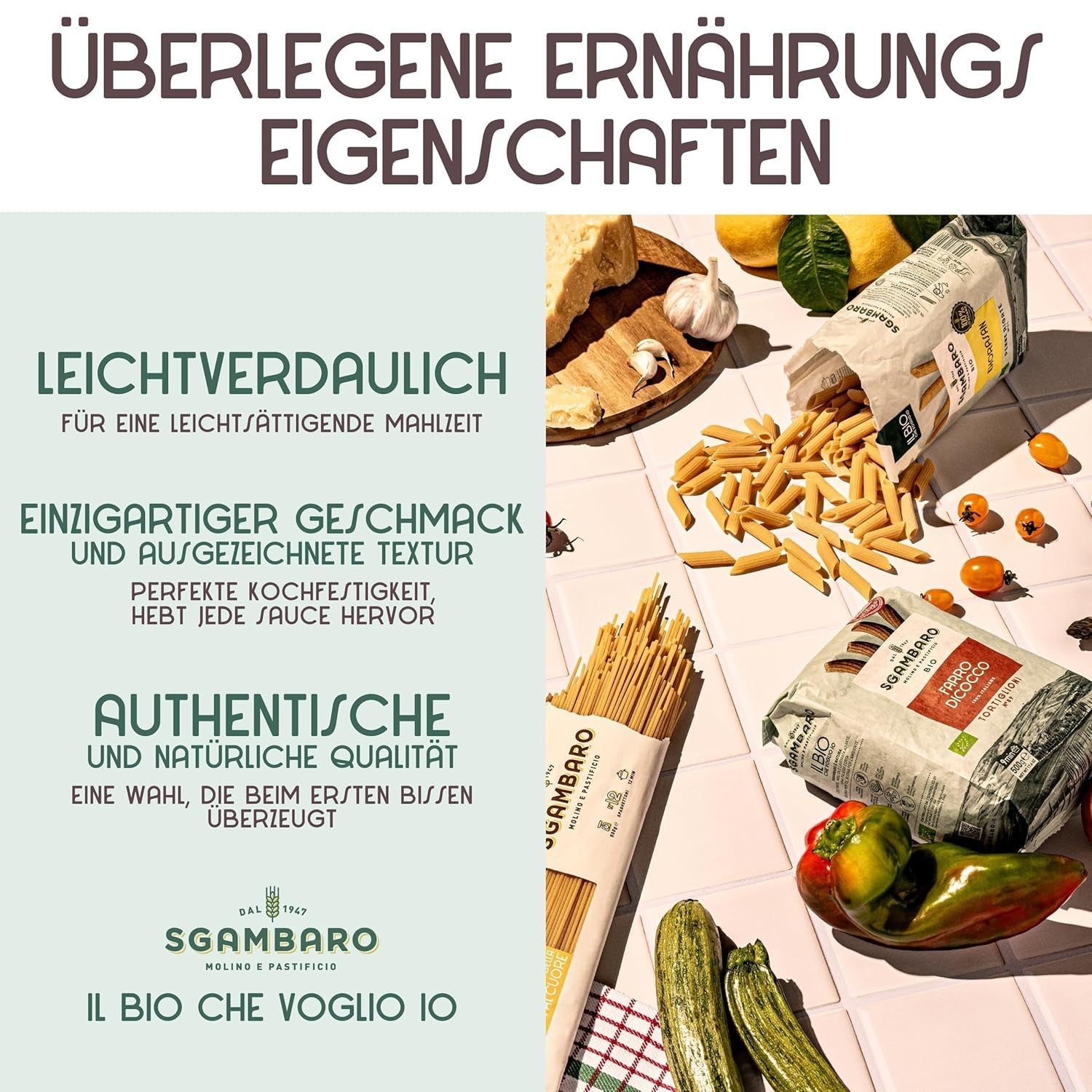 Økologisk spaghetti pasta nr. 5 - 500 g Khorasan hvede - Gamle hvede, høj i protein, 100% italiensk dyrket - Alsidig i køkkenet og rig på næringsstoffer