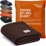 Woolly Mammoth Woolen Co. campingtæppe, ekstra stort, merinould, Det perfekte udendørsudstyr til bushcraft, camping, trekking, vandreture, overlevelse eller hyttetæppe. Brun, 168 X 228 Senge og tæpper Woolly Mammoth Woolen Company Brun 167,6 X 228,6 cm