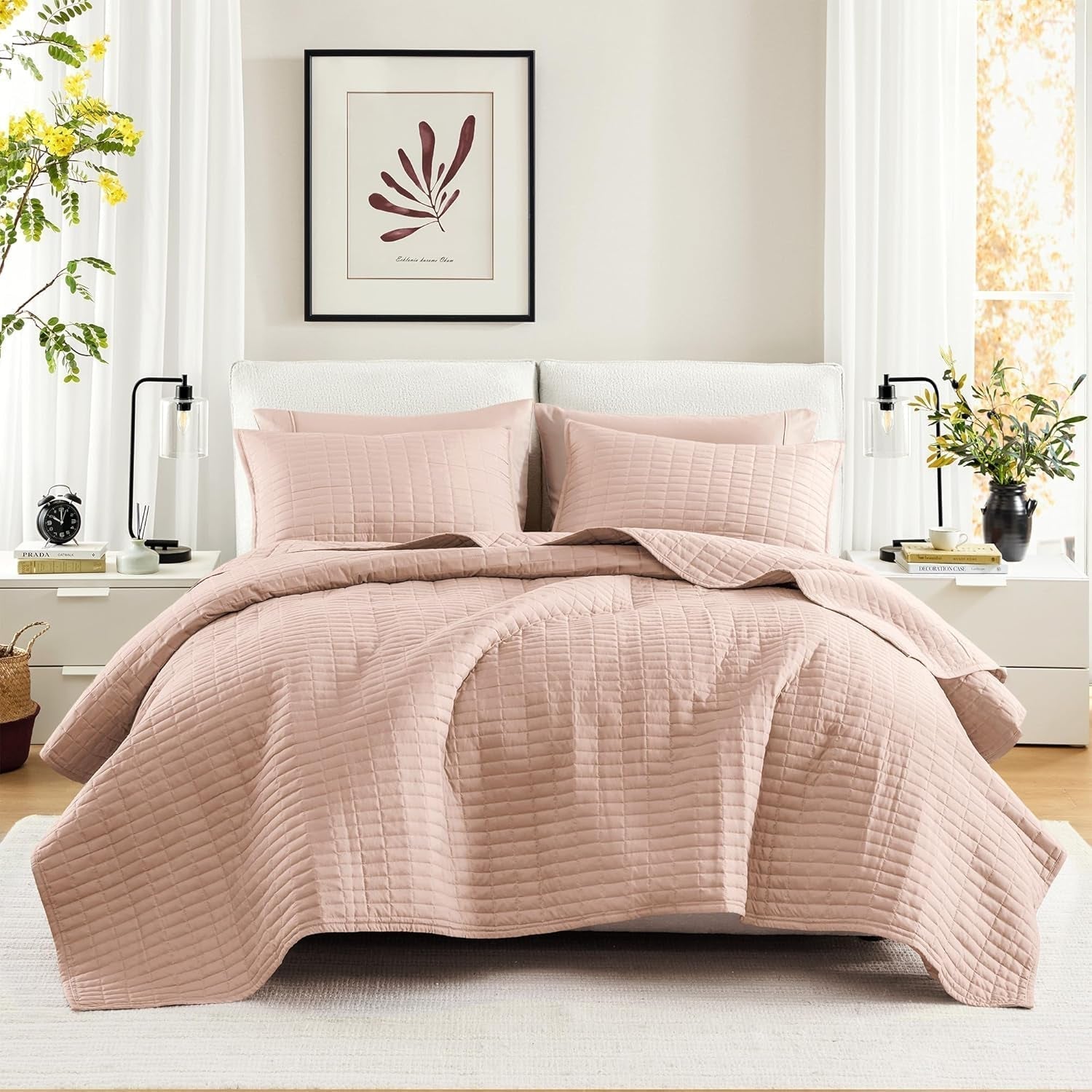 Comfort Spaces Kienna dynesæt, luksus dobbeltsyet sommertæppe, let, blødt sengetøj året rundt, matchende pudebetræk, hvidt, tæppe til kingsize-senge (264,2 X 228,6 cm), Naty Shop dyner og dyner Rød hel/dronning (90"X90")