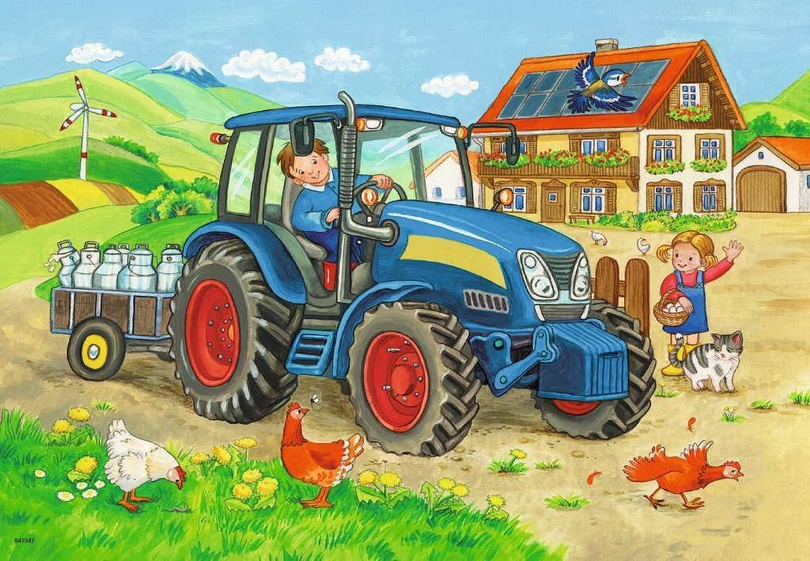 Ravensburger Puslespil til børn - 07616 Byggeplads og gård - Puslespil for børn fra 3 år, med 2X12 brikker Puslespil Naty Shop