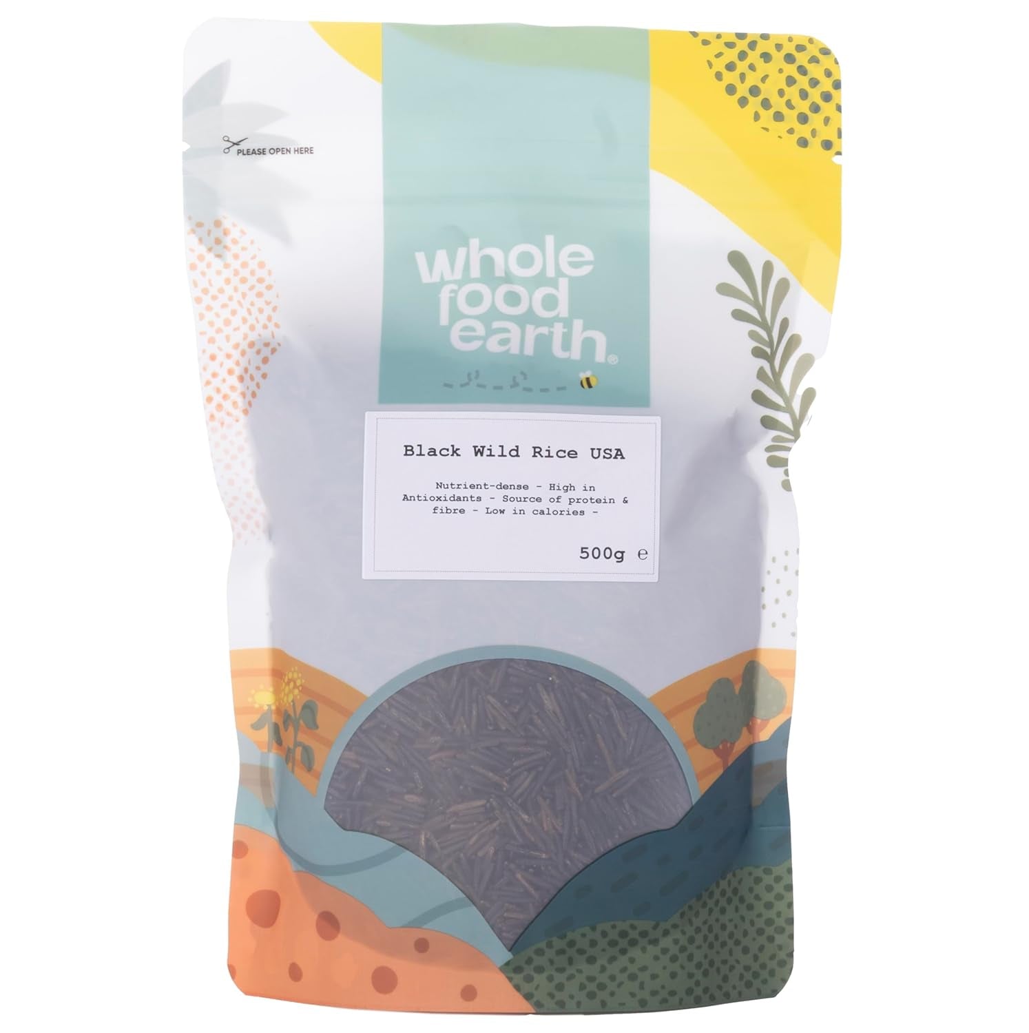 Wholefood Earth USA Sorte vilde ris - Ikke-GMO - Naturlig - Vegansk - Mælkefri - Uden tilsat sukker, 500 g