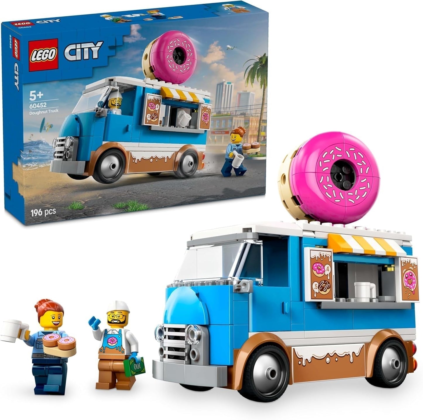 LEGO City Donut Truck - Legetøjsmadvogn med 2 politiminifigurer - Byggelegetøj til drenge og piger 5+ - Fødselsdags- og feriegaveidé 60452 Byggesæt Besuche den LEGO-Store Standardtitel