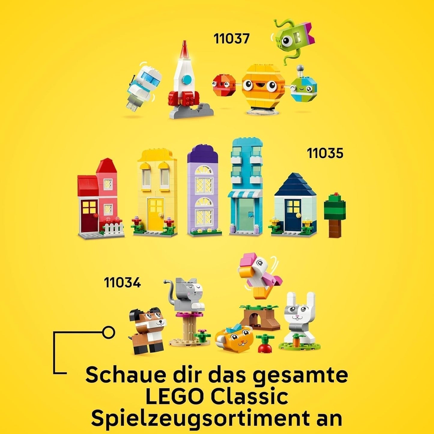 LEGO Classic kreative huse, byggeklodser til børn, 850 klodser byggelegetøj, husbygningslegetøj med tilbehør, gave til drenge og piger 4 år gamle 11035 byggesæt Beuche den LEGO-Store
