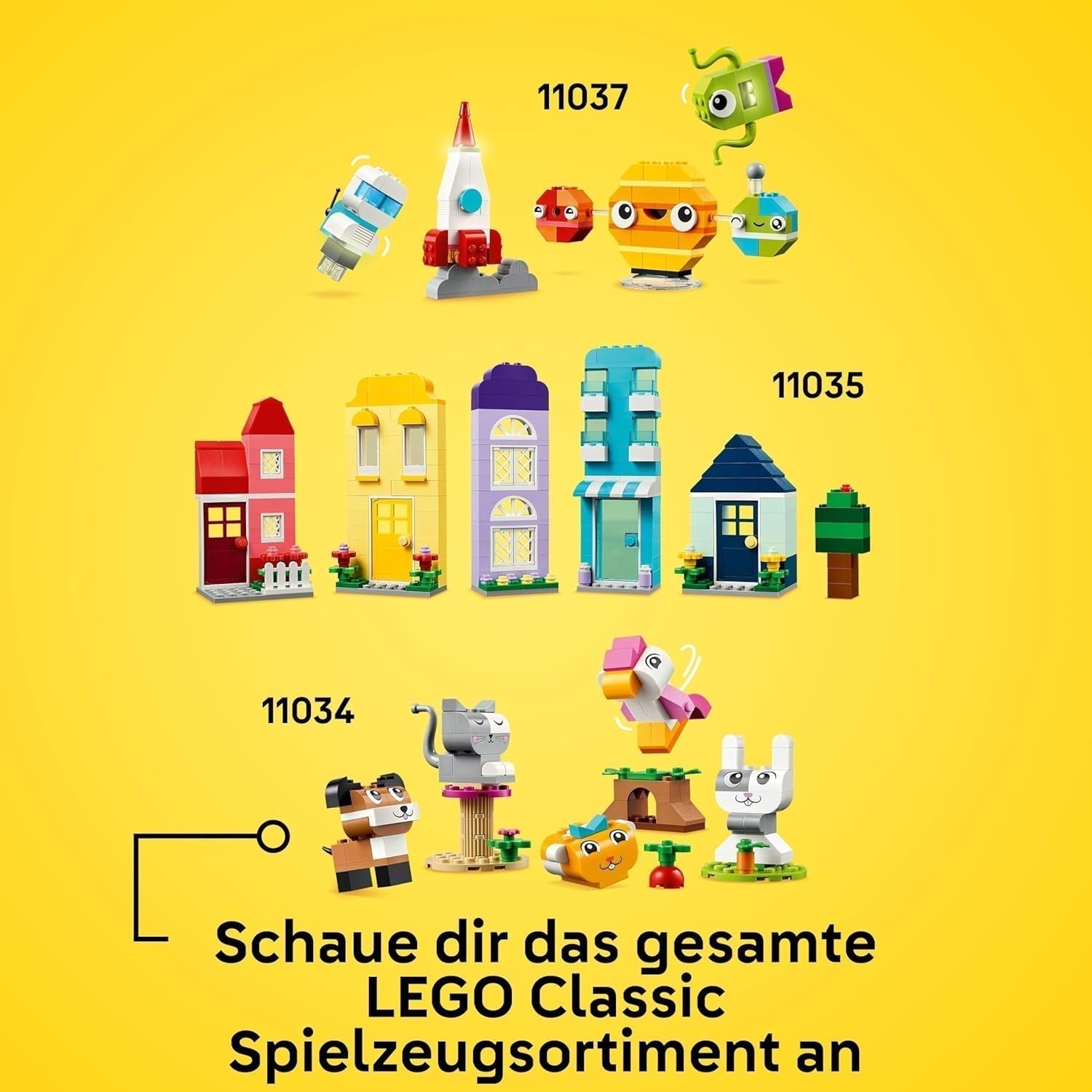 LEGO Classic kreative huse, byggeklodser til børn, 850 klodser byggelegetøj, husbygningslegetøj med tilbehør, gave til drenge og piger 4 år gamle 11035 byggesæt Beuche den LEGO-Store