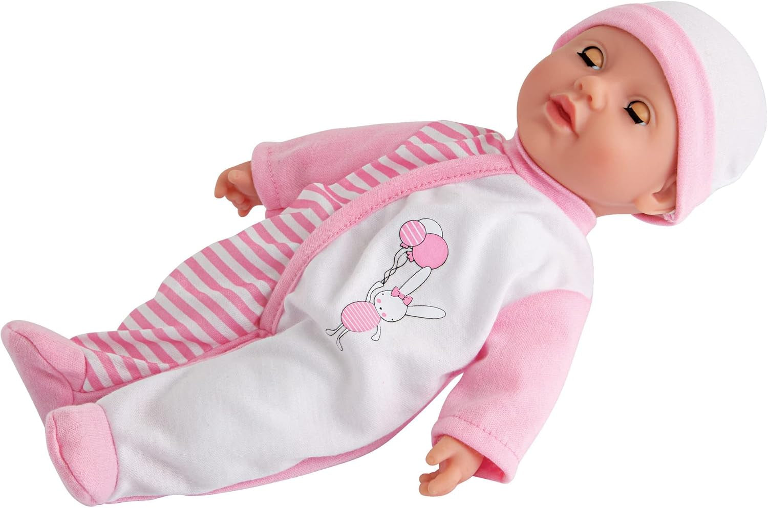Simba 105140020 - My Love Baby Talk, blød kropsdukke med søvnige øjne i en sød jumpsuit, laver 24 babylyde, 30 cm, dukke til børn fra 2 år