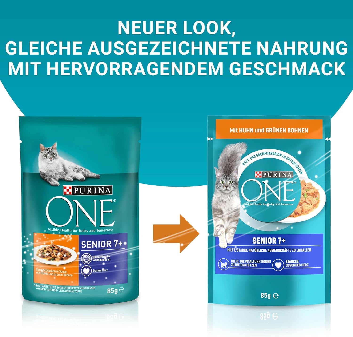 PURINA ONE Senior 7+ våd kattefoder, møre stykker i kyllingesauce, pakke med 26 stk (26 x 85g)