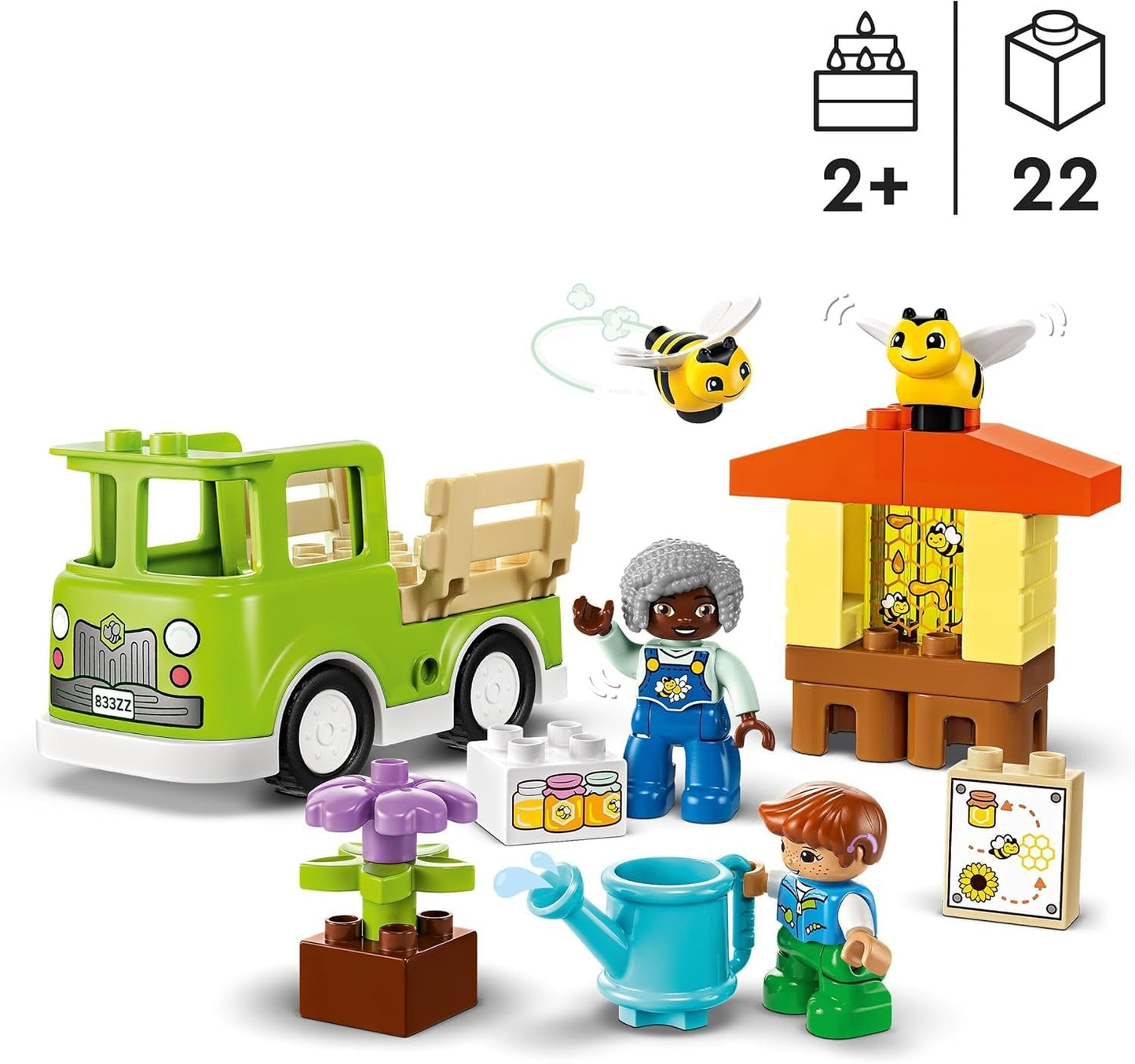 LEGO DUPLO Bybiavl og bistader, pædagogisk legetøj til småbørn med 2 figurer og en mobil lastbil, bygge- og ombygningssæt, legetøj til småbørn fra 2 år 10419 Byggesæt Besuche den LEGO-Store