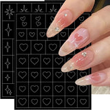 6 ark Airbrush-skabelon Nail Stickers, Butterfly Flame Stars Heart Stars Nail Stickers Printing Stencil Tool Nail Art Selvklæbende Stickers til Kvinder Nail Art Design Stickers
