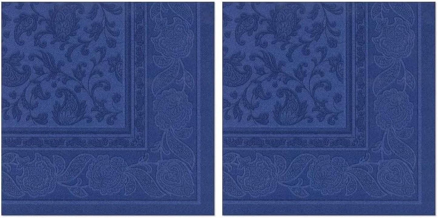 50 servietter "ROYAL Collection" 1/4 fold 40 Cm X 40 Cm mørkeblå "Ornaments"