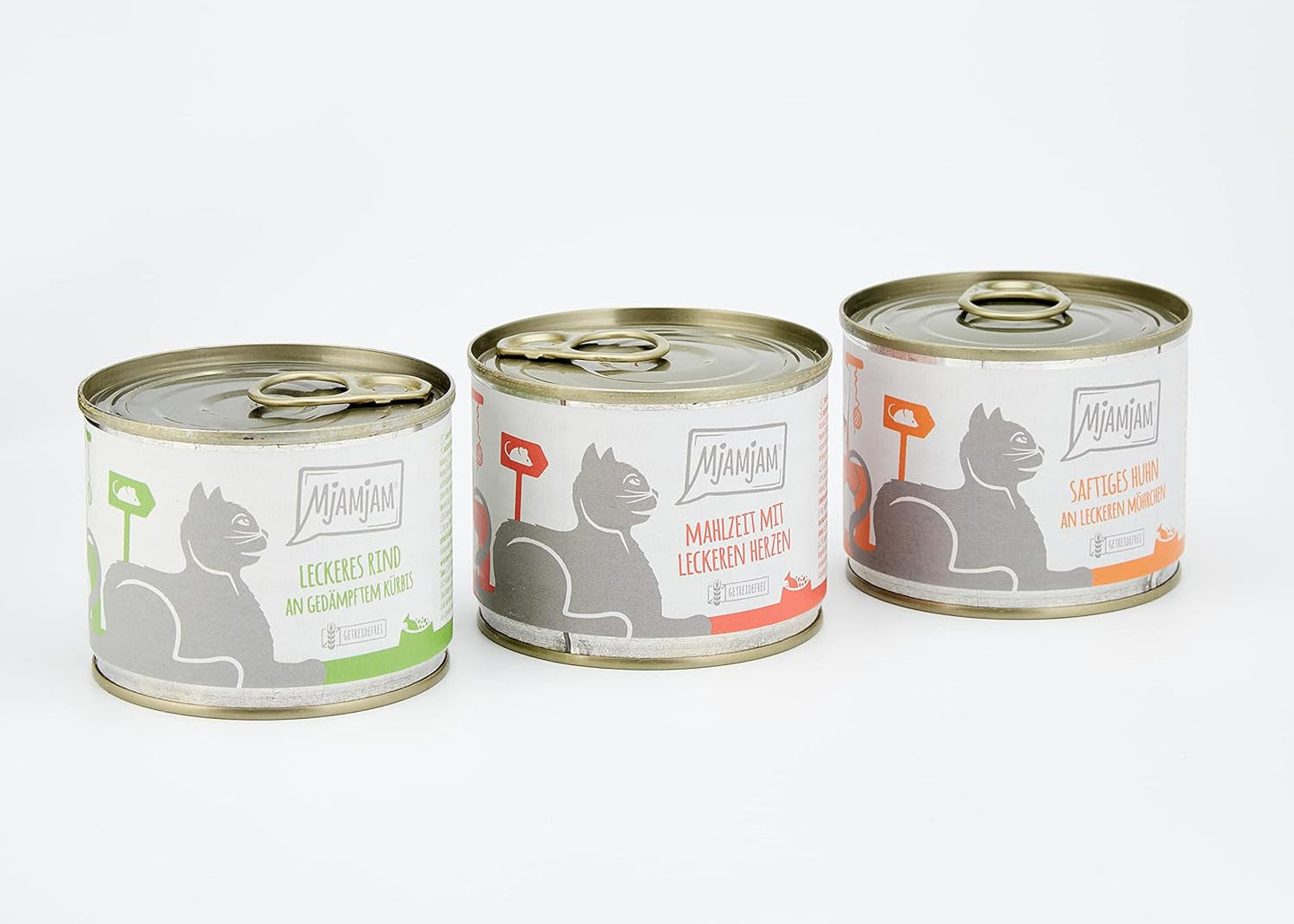 MjAMjAM - Premium våd kattefoder - Blandet pakke I - Kylling, oksekød, hjerter 6-pak (6 x 200 g), kornfri med ekstra kød