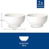 Villeroy & Boch For Me kornskåle sæt med 2, hvid, tåler opvaskemaskine, tåler mikroovn, små skåle til 2, skåle, kornskåle, snacks eller saucer, tallerken, premium porcelæn