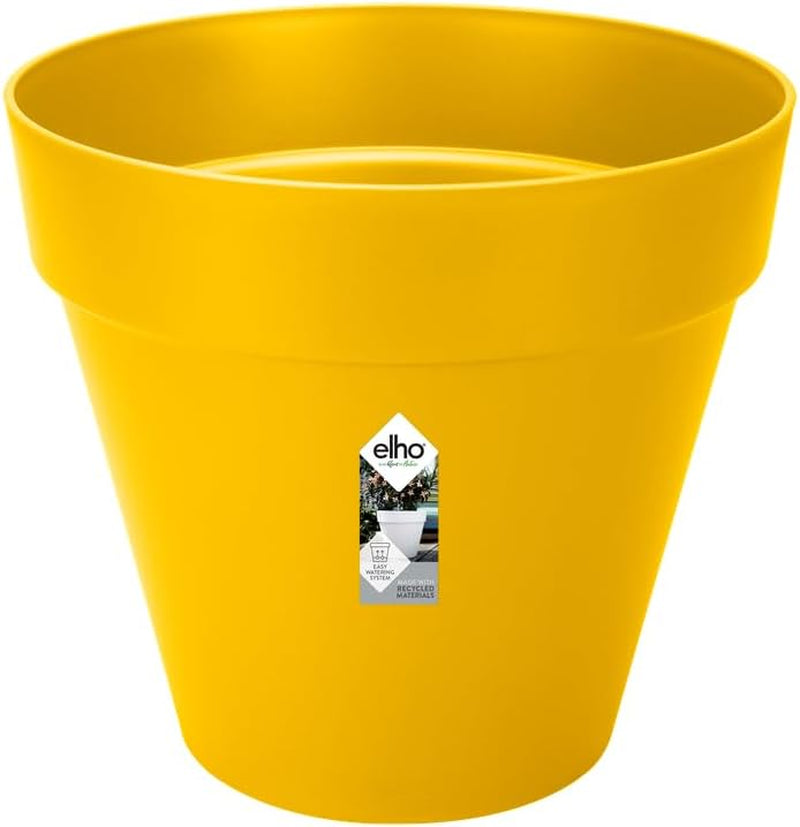 elho Loft Urban Round 40 - Udendørs urtepotter - 100% genbrugsplast - Ø 38,5 x H 35,3 cm - Gul/Ocher