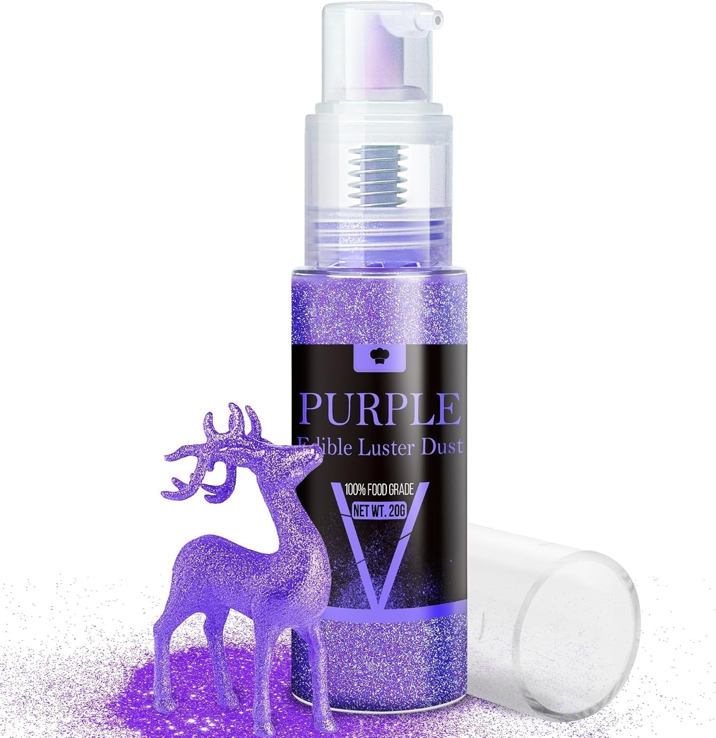 Spiselig glitterspraysæt - 20 g mad iriserende glitterstøv til drinks, champagne, kager - spiselig metallisk madfarve til cocktails, vin, spiritus, bagning, kager