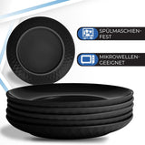MIAMIO - 6-delt moderne keramisk spisestel/tallerkensæt til 6 - Palmanova Collection (sort, store tallerkener (6x))