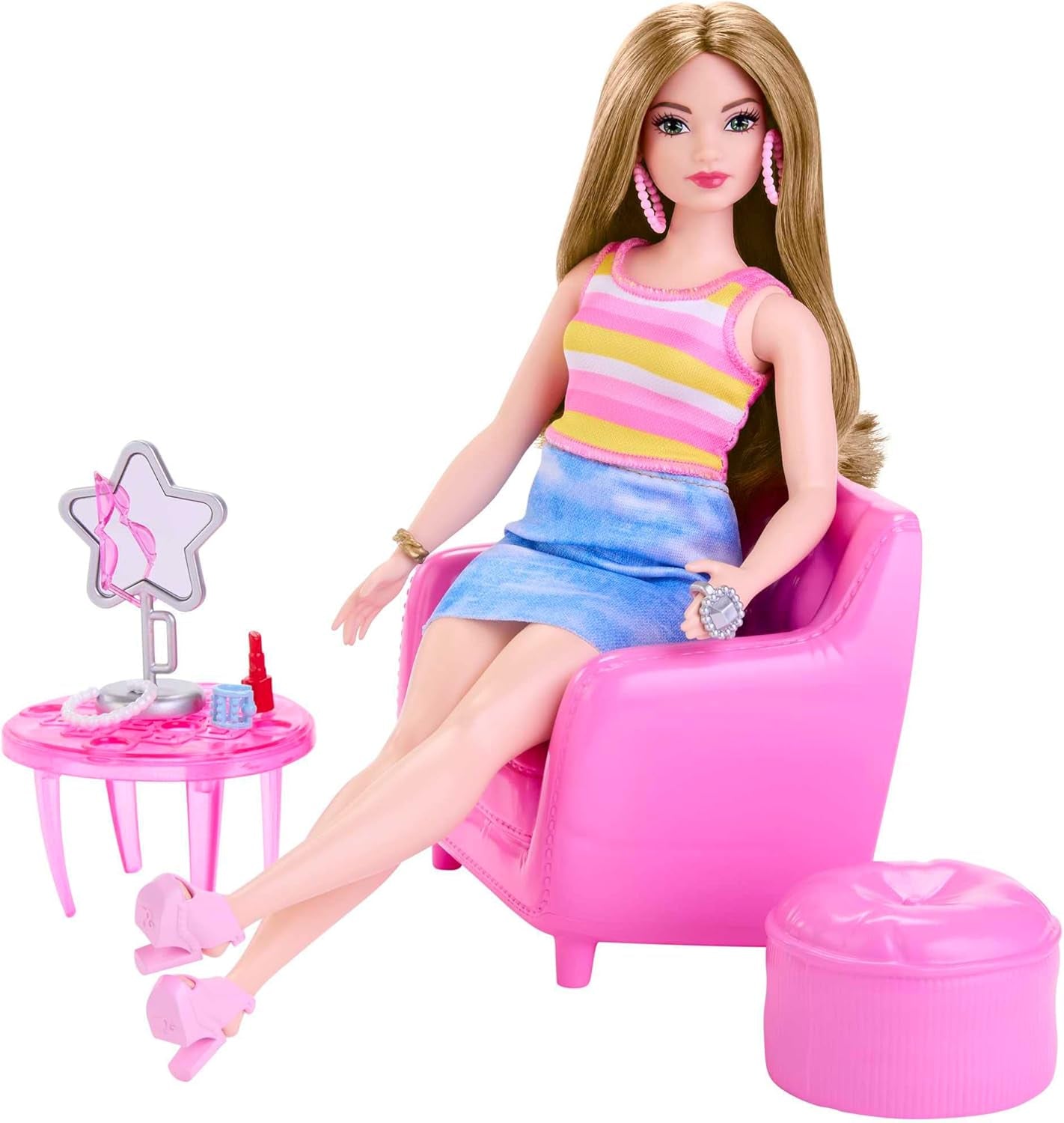 Barbie-modedukke- og garderobesæt med tøj, tilbehør og salonmøbler, langtidsholdbar frisørsjov for børn fra 3 år og opefter, HPL78