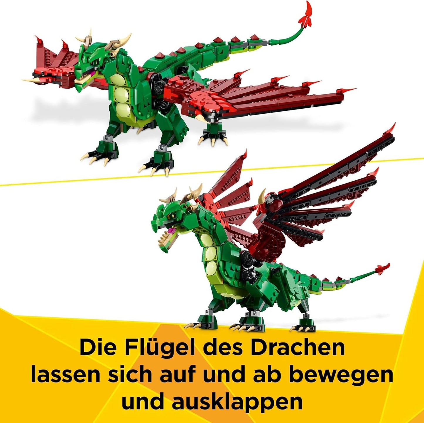 LEGO Creator 3In1 Green Dragon - Legetøj - Forvandles til en søslange eller føniks - Dyrebyggelegetøj til børn - Gave til drenge og piger fra 9 år 31161 Byggesæt Besuche den LEGO-Store