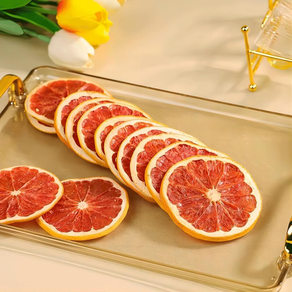 Tørrede grapefrugtskiver, dehydreret grapefrugt, vasefyld, julepynt, røde grapefrugtskiver, tørrede frugtskiver til te, uden tilsat sukker (100 g (1 pakke)) Naty Shop Dehydrerede produkter