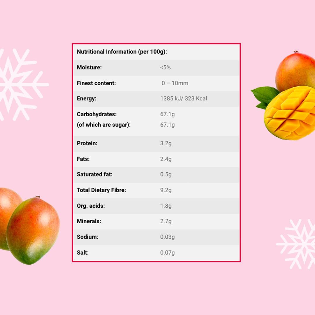Frysetørrede mangoskiver 100g - frysetørrede mangochips - frysetørret tørret frugt - frysetørret frugt, tørret mango til pynt, snacks, smoothies, desserter Dehydrerede produkter Naty Shop