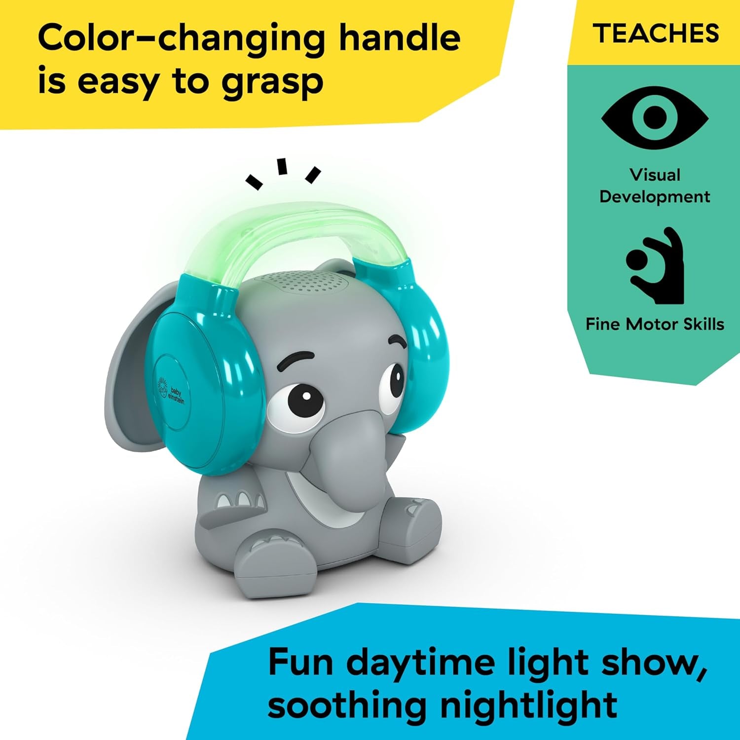 Baby Einstein Earl the Elephant Bluetooth-lydmaskine, musiksystem + natlys, baby til småbørnslegetøj Bebe Naty Shop