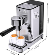 WMF Lumero espressomaskine, portafilter, 1400 watt, portafilter, 3 indsatser, til 1-2 espressokopper, inklusive til kapsler, 15 bar, kopholder, mælkeskummer, mat rustfrit stål