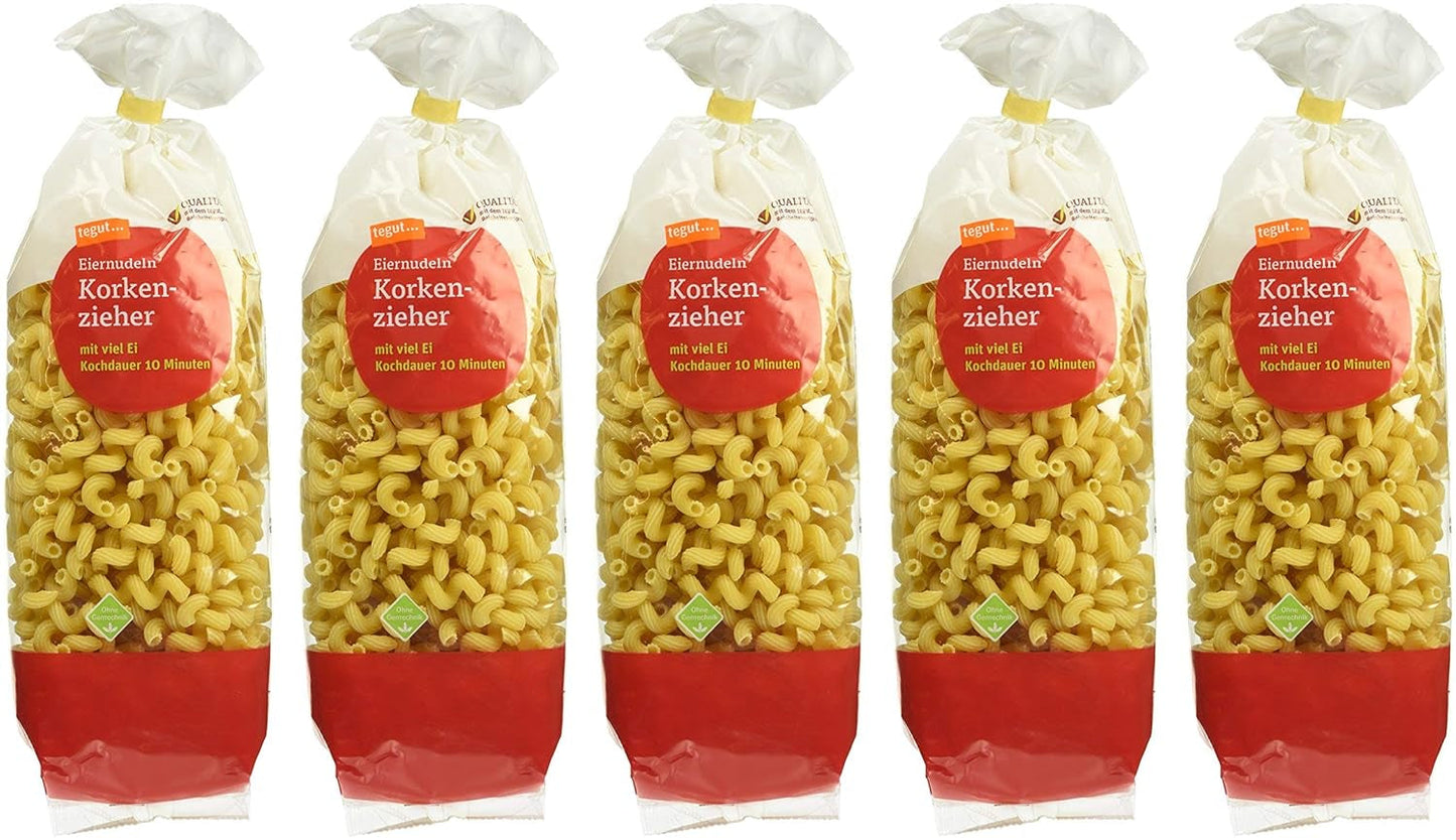 tegut... Æggenudler Proptrækker Pakke med 5 (5 x 500 g)