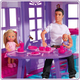 Simba 104661996 - Steffi Love Dreamhouse, Stort Legehus, 4 Værelser, INGEN DUKKERE, 84 cm høj, To Etager, Funktionel Klokke, Sammenklappelige Naty Shop Dukkehuse