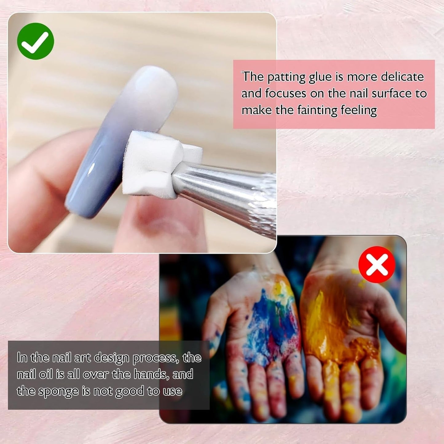 200 Stück Nail Art Schwamm Mit Metallgreifer,Nagelkunst Rendering Werkzeuge Mit Greifer,Sponge Nagel Pinsel,Nageldesign Tilbehør til Nail Art Rendering
