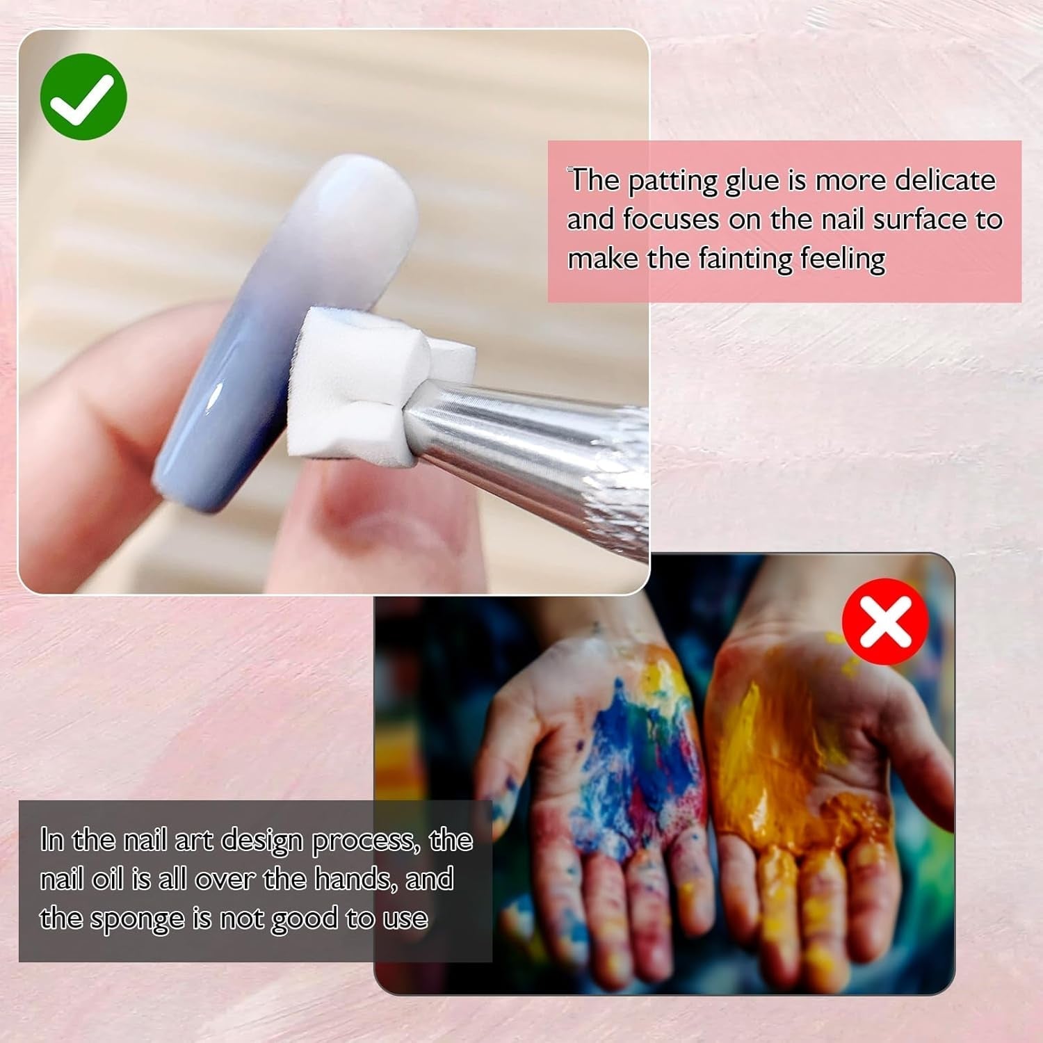 200 Stück Nail Art Schwamm Mit Metallgreifer,Nagelkunst Rendering Werkzeuge Mit Greifer,Sponge Nagel Pinsel,Nageldesign Tilbehør til Nail Art Rendering